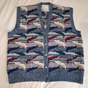 Sasha Kagan Womens Brittish Hand Knit Pure Wool Vest Sz‎ 40 Heritage Artisan